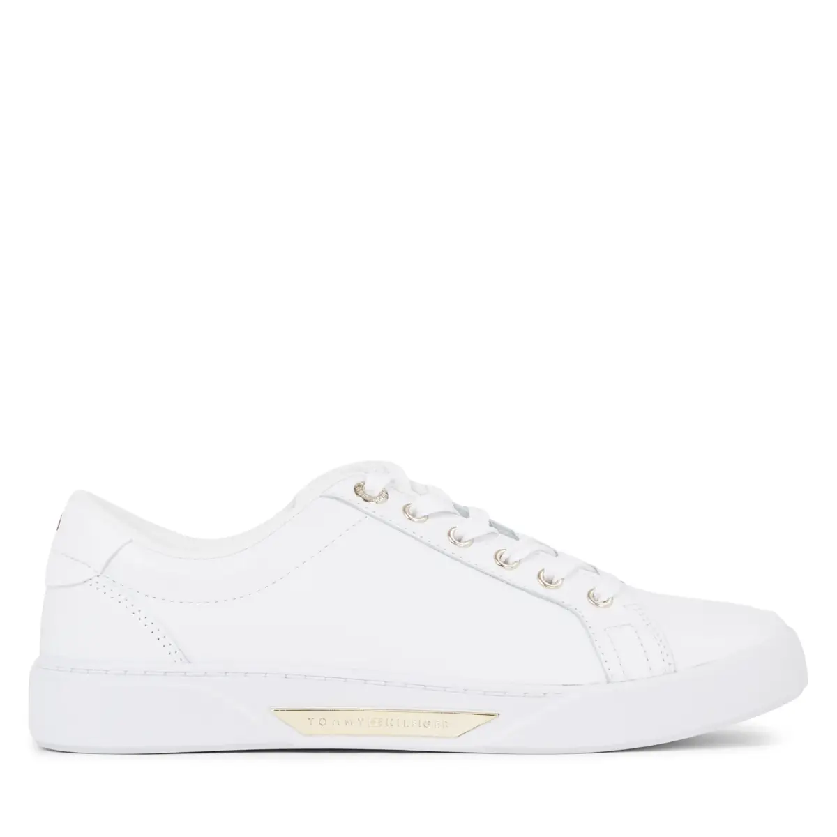 Tommy Hilfiger - Γυναικεία Αθλητικά Golden Hw Court Sneaker White/Gold FW0FW07560-0K7 Λευκό