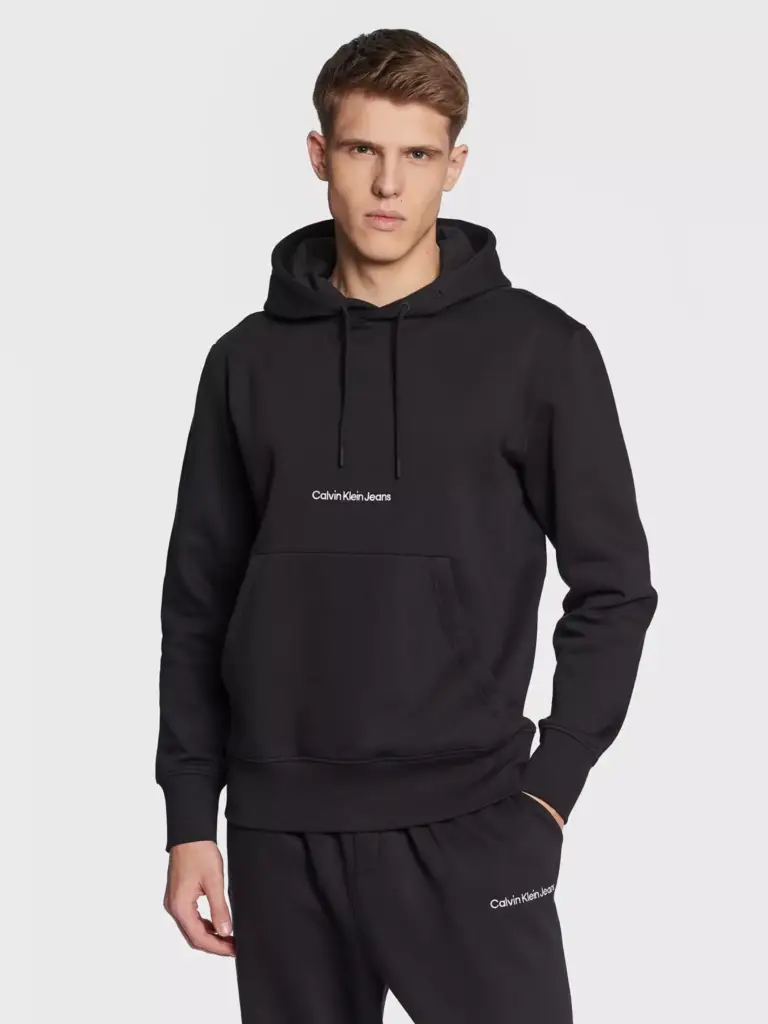 Calvin Klein - Ανδρικό Φούτερ με Κουκούλα και Τσέπες Institutional J30J322894-BEH Μαύρο