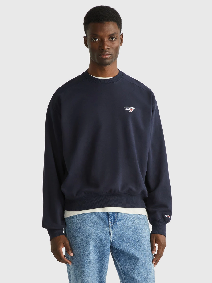 Tommy Hilfiger - Ανδρικό Φούτερ Tjm Boxy Signature Crew DM0DM16796-DW5 Μπλε Ναυτικό