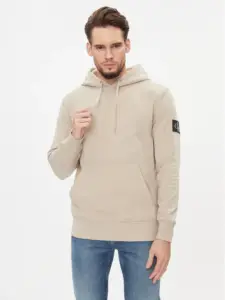calvin klein Ανδρικό Φούτερ με Κουκούλα j30j323430 ped Μπεζ