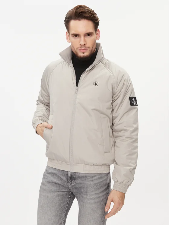 Calvin Klein - Ανδρικό Χειμωνιάτικο Μπουφάν Βomper Papped Harrington J30J323466-PEE Γκρι