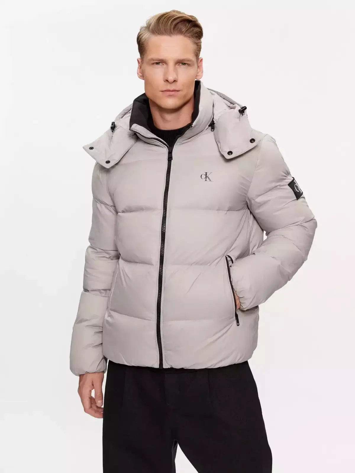 Calvin Klein - Ανδρικό Χειμωνιάτικο Μπουφάν Essentials Down Jacket J30J323468-PEE Γκρι