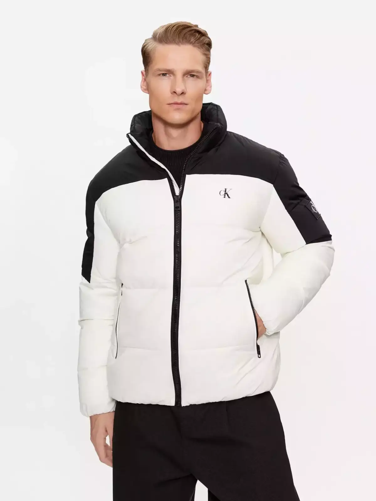 Calvin Klein - Ανδρικό Χειμωνιάτικο Μπουφάν Ck Blocking Non-Down Puffer Jacket J30J323461-YBI Εκρού