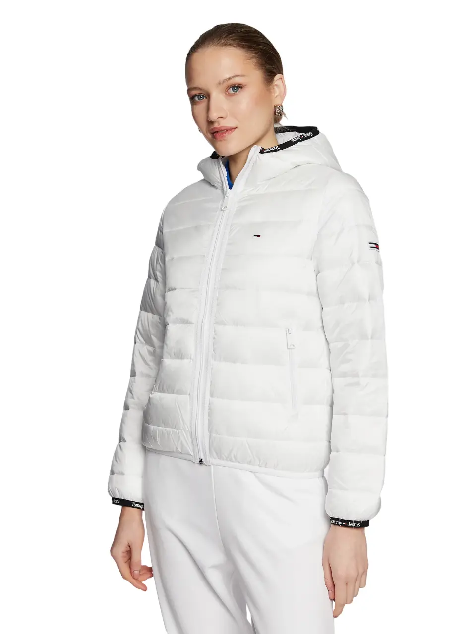 Tommy Hilfiger - Γυναικείο Μπουφάν Πουπουλένιο Tjw Quilted Tape Hooded DW0DW15168-YBR Λευκό