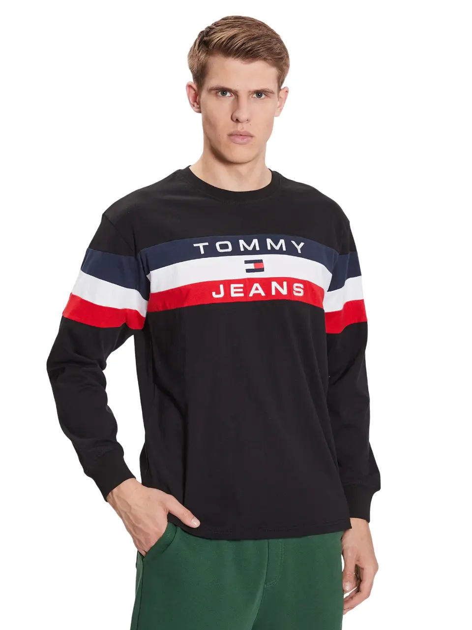 Tommy Hilfiger - Ανδρική Μακρυμάνικη μπλούζα Longsleeve Colorblock DM0DM16834-BDS Μαύρο