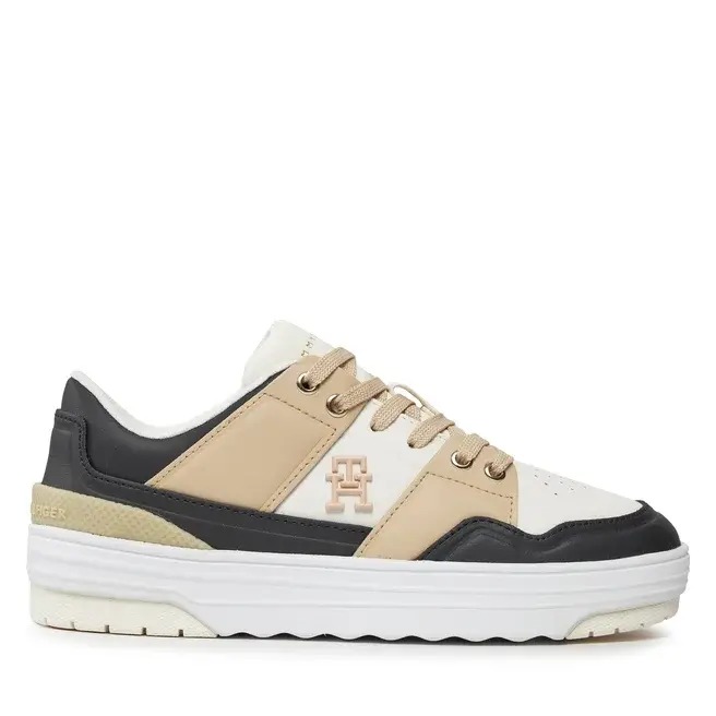 Tommy Hilfiger - Δερμάτινα Γυναικεία Sneakers Th Monogram Basket Sneaker Lo FW0FW07756-AES Μπεζ