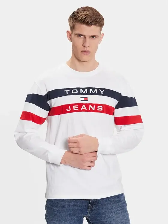 Tommy Hilfiger - Ανδρική Μακρυμάνικη μπλούζα Longsleeve Colorblock DM0DM16834-YBR Λευκό