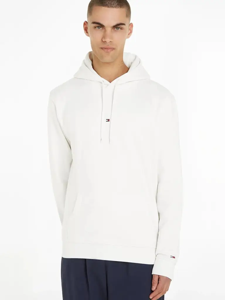 Tommy Hilfiger - Ανδρικό Φούτερ με Κουκούλα και Τσέπες Tonal Logo DM0DM16800-YBR Λευκό