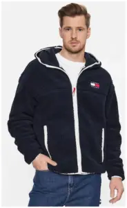 tommy hilfiger Ανδρική Ζακέτα fleece με Φερμουάρ και Κουκούλα dm0dm15509 dw5 Μπλε