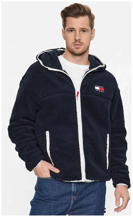 Tommy Hilfiger - Ανδρική Ζακέτα Fleece με Φερμουάρ και Κουκούλα DM0DM15509-DW5 Μπλε