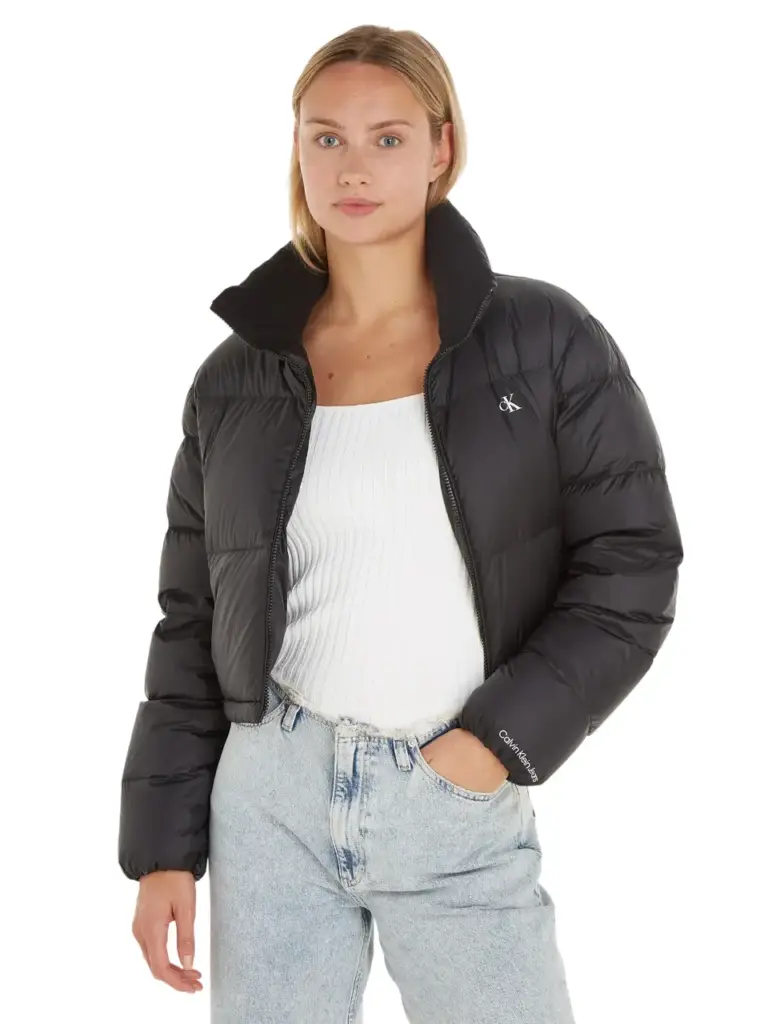 Calvin Klein - Κοντό Γυναικείο Μπουφάν πουπουλένιο Cropped Fit J20J221649-BEH Μαύρο