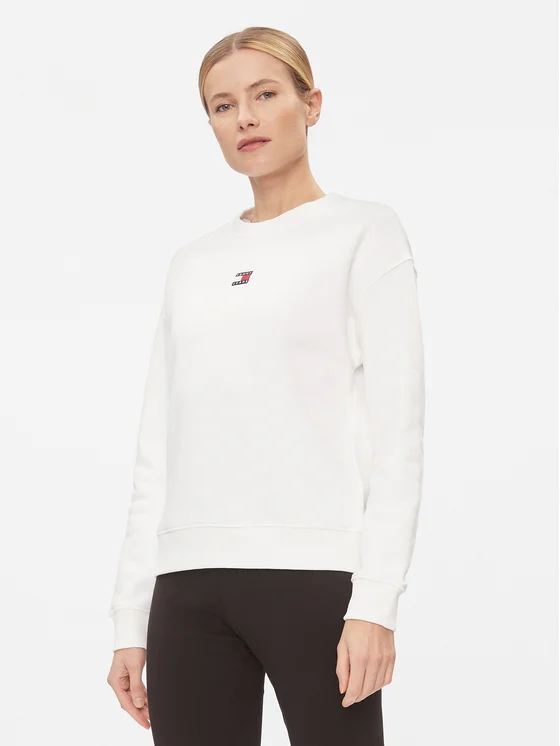 Tommy Hilfiger - Γυναικείο Φούτερ Badge Loose Fit DW0DW17325-YBR Λευκό