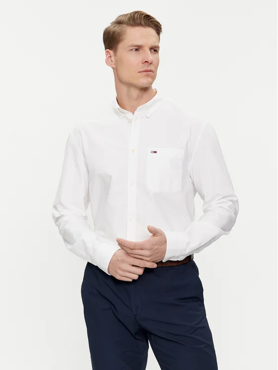 Tommy Hilfiger - Ανδρικό Πουκάμισο Tjm Reg Oxford Regular Fit DM0DM18335-YBR Λευκό