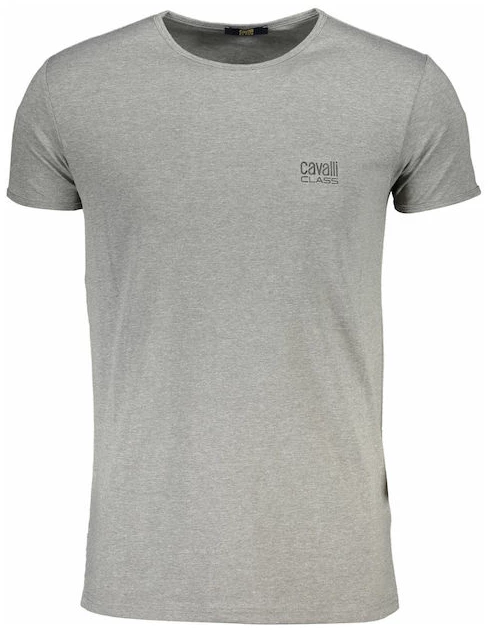 Cavalli Class - Ανδρική Μπλούζα T-Shirt Κοντομάνικη Regular Fit QXO03AJD003-05014 Γκρι