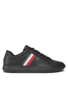 tommy hilfiger Ανδρικά sneakers essential leather cupsole fm0fm04921 0gk Μαύρο