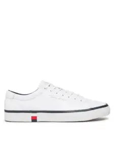 tommy hilfiger Ανδρικά sneakers modern vulc corporate leather fm0fm04922 ybr Λευκό