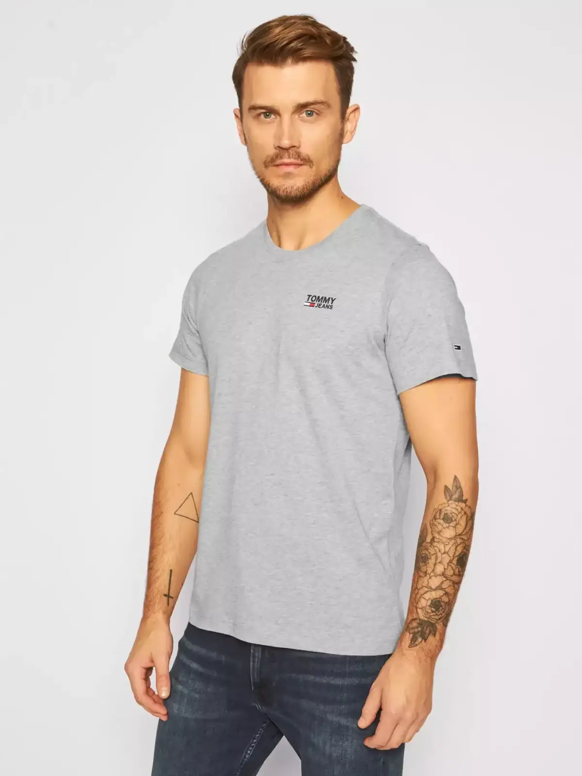 Tommy Hilfiger -  Ανδρικό T-Shirt Corp Logo C Neck Regular Fit DM0DM09588-P01 Γκρι