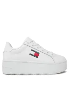 Tommy Hilfiger - Γυναικεία Δερμάτινα Sneakers Tjw Flatform Ess EN0EN02518-YBS Λευκό