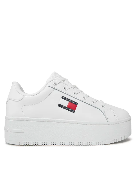 Tommy Hilfiger - Γυναικεία Δερμάτινα Sneakers Tjw Flatform Ess EN0EN02518-YBS Λευκό