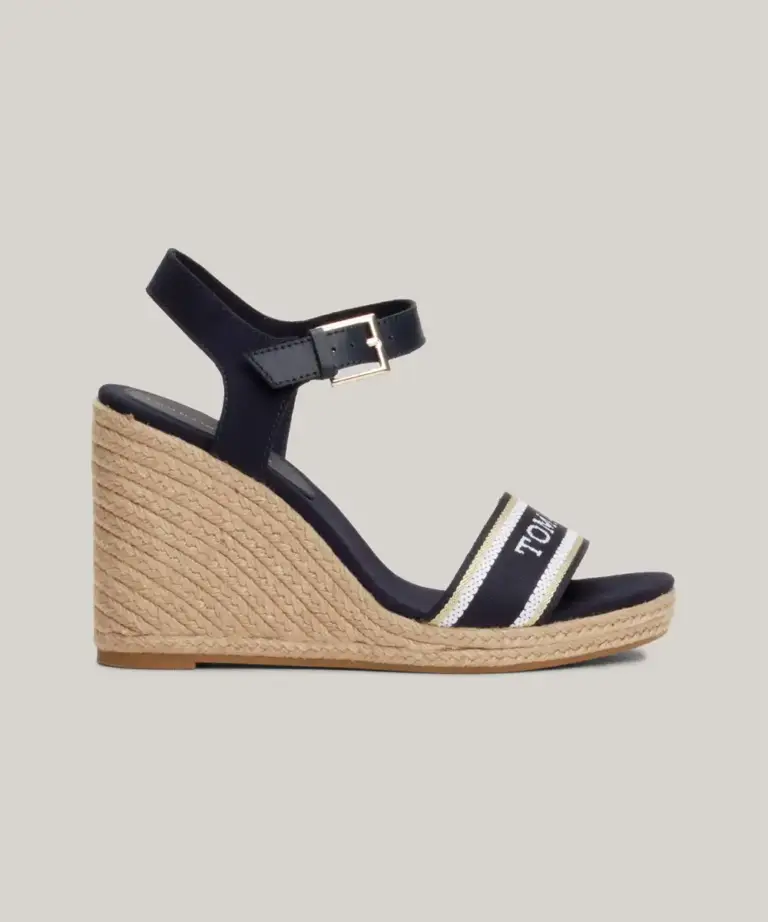 Tommy Hilfiger - Καλοκαιρινές Γυναικείες Πλατφόρμες Monotype Webbing Wedge Sandal FW0FW08046-DW6 Μπλε Ναυτικό