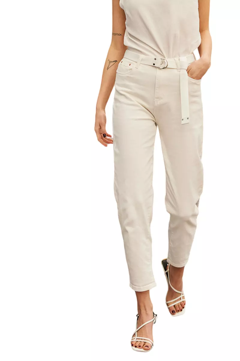 Cento - Denim υψηλόμεσο mom fit 1302918-100 Λευκό