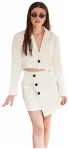 Cento - Blazer cropped με κούμπωμα 1502903-100 Λευκό