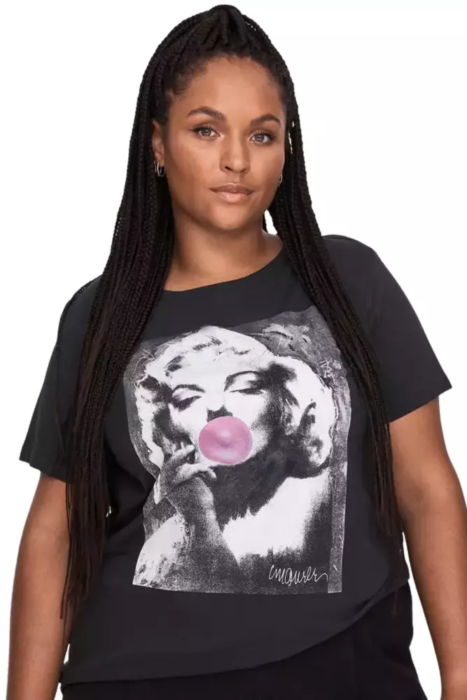 Only - Γυναικείο T-shirt με Στάμπα Marilyn Monroe 15270242 Μαύρο