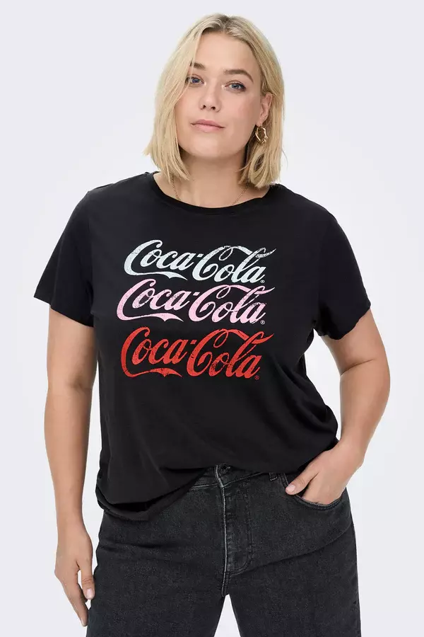 Only- Γυναικείο T-shirt με Στάμπα Coca Cola 15270251 Μαύρο