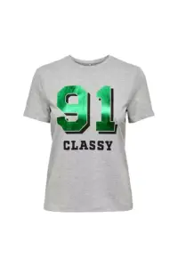 Only - Γυναικείο T-shirt με Στάμπα Mindie Tee Classy 91 15274765 Γκρι