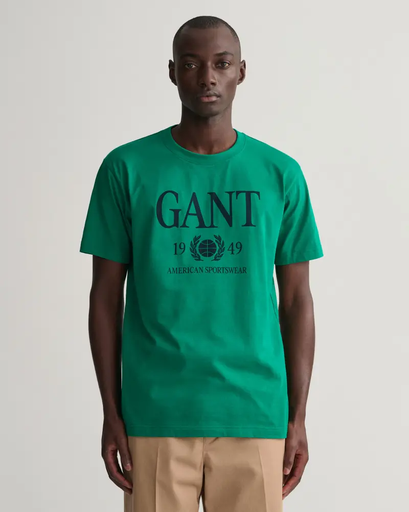Gant - Ανδρικό T-shirt με Λογότυπο 2003158-336 Πράσινο