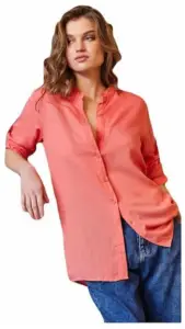 Cento - Πουκάμισο λουπέτο oversized 2702901-302 Κοραλλί