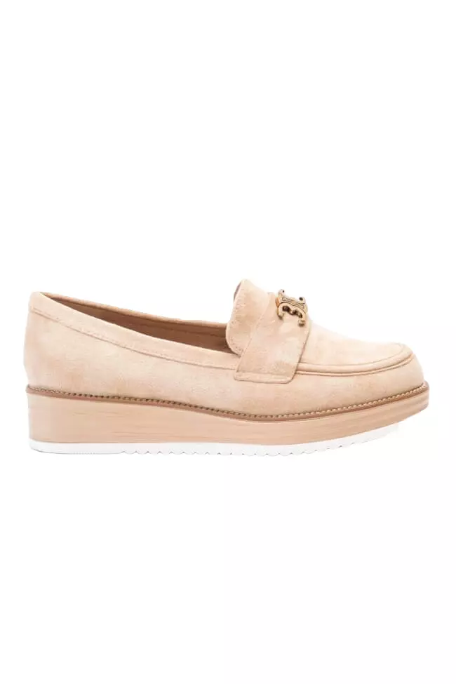 Luigi - Γυναικεία Μοκασίνια Suede με Πλατφόρμα 3847402 Μπεζ