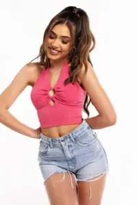 Luigi - Crop Top με Κρίκο & Δέσιμο στο Λαιμό 3849908 Φούξια