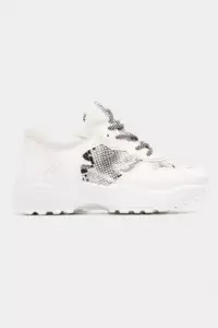 Luigi - Γυναικεία Sneakers με Λεπτομέρεια Snake Print 3877704 Λευκό