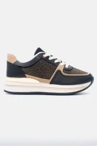 Luigi - Γυναικεία Sneakers σε Συνδυασμό Χρωμάτων με Strass 3885701 Μαύρο