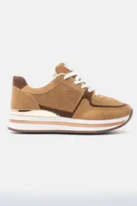 Luigi - Γυναικεία Sneakers σε Συνδυασμό Χρωμάτων με Strass 3885718 Κάμελ