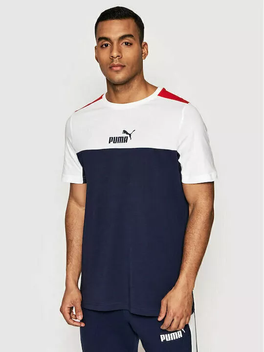 Puma - Essential Ανδρικό T-shirt με Λογότυπο 847426-06 Μπλε Ναυτικό/Λευκό/Κόκκινο