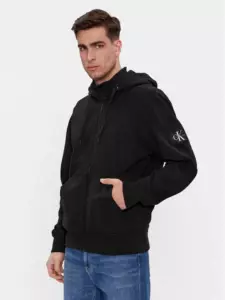 Calvin Klein - Ανδρική Ζακέτα Badge HWK Zip-Through με Φερμουάρ και Κουκούλα Regular Fit J30J324956-BEH Μαύρο