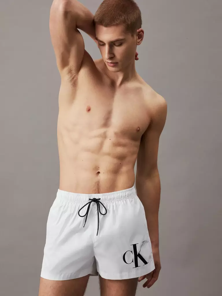 Calvin Klein - Ανδρικό Μαγιό Σορτς Drawstring KM0KM01015-YCD Λευκό