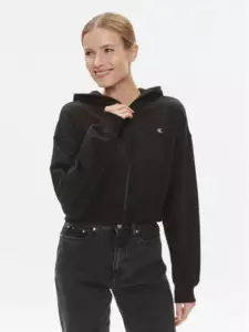 Calvin Klein - Γυναικεία Ζακέτα Embro Badge Zip-Through με Φερμουάρ και Κουκούλα Regular Fit J20J222885- BEH Μαύρο