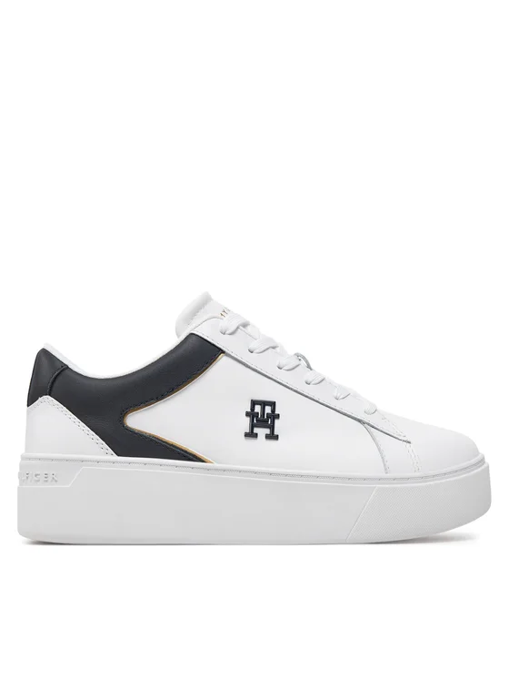Tommy Hilfiger - Γυναικεία Δερμάτινα Sneakers Th Platform Court FW0FW07910-0K5 Λευκό
