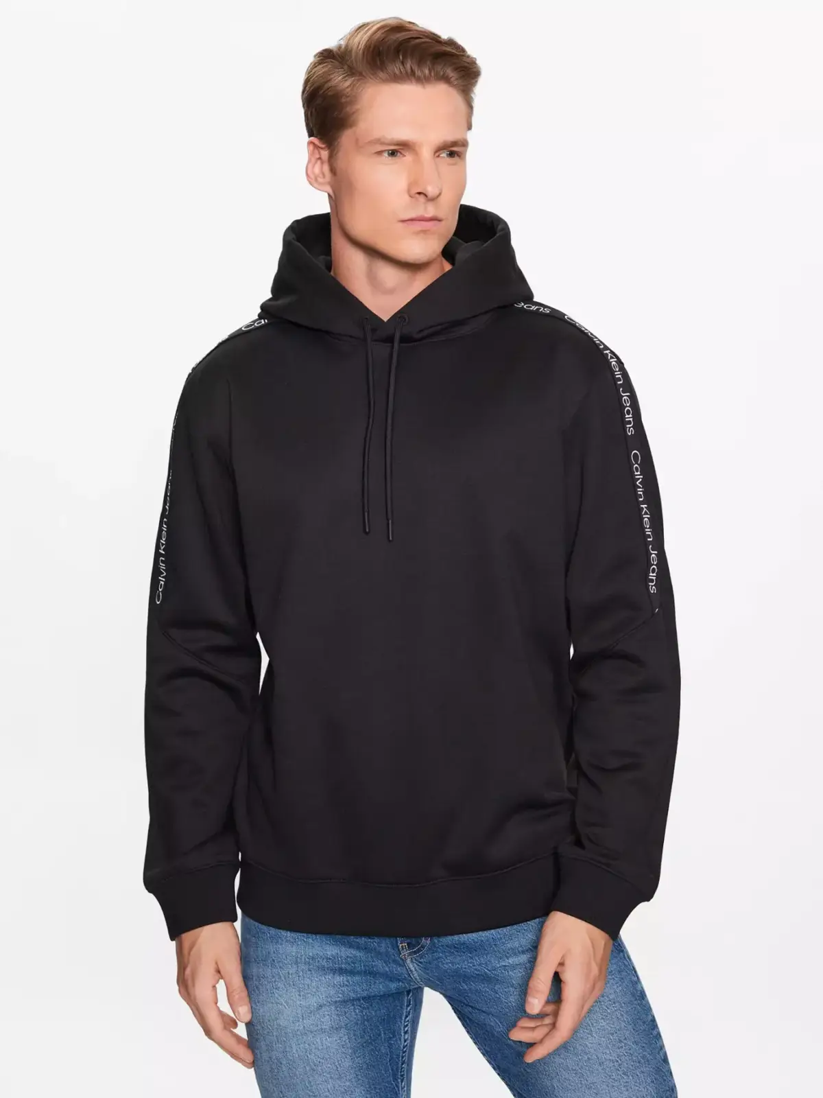 Calvin Klein - Ανδρικό Φούτερ Με Κουκούλα και Τσέπες J30J323429-BEH Μαύρο