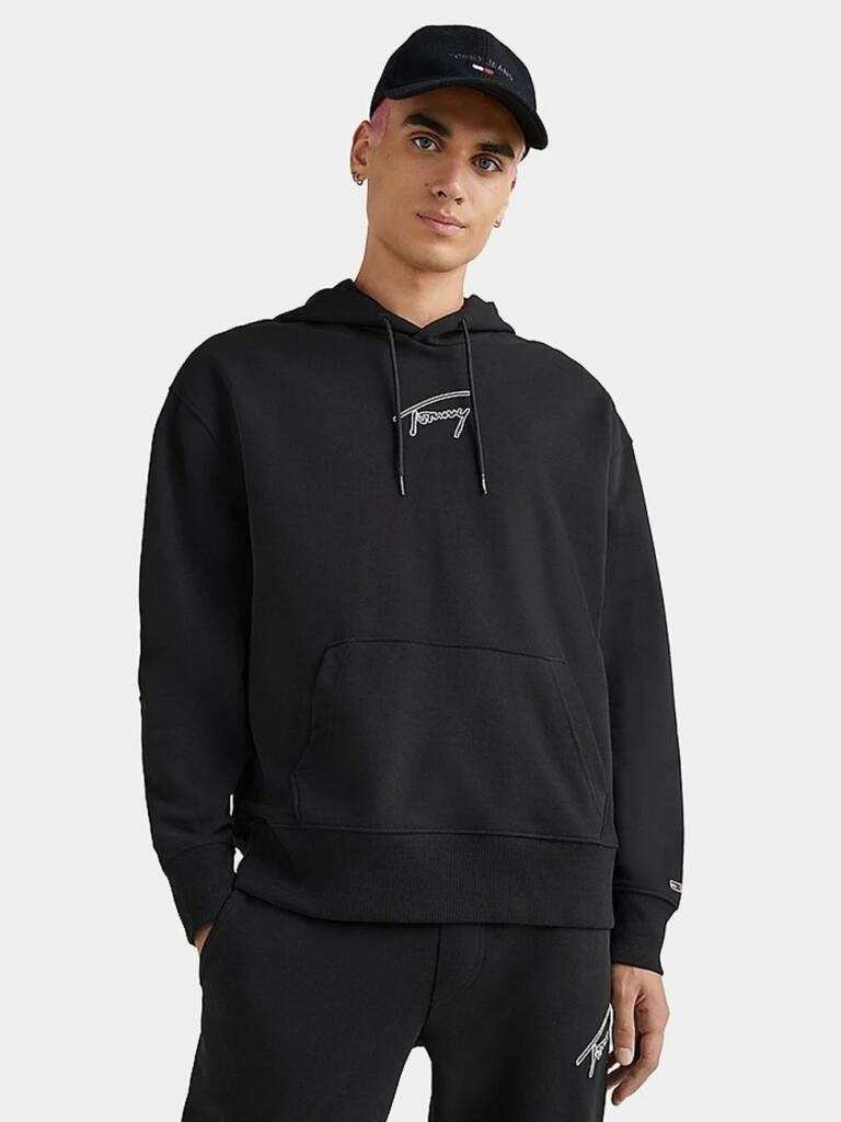 Tommy Hilfiger - Ανδρικό Φούτερ με Κουκούλα και Τσέπες DM0DM15796-BDS Μαύρο