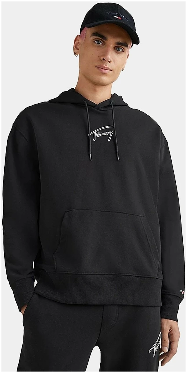 Tommy Hilfiger - Ανδρικό Φούτερ με Κουκούλα και Τσέπες DM0DM15796-BDS Μαύρο