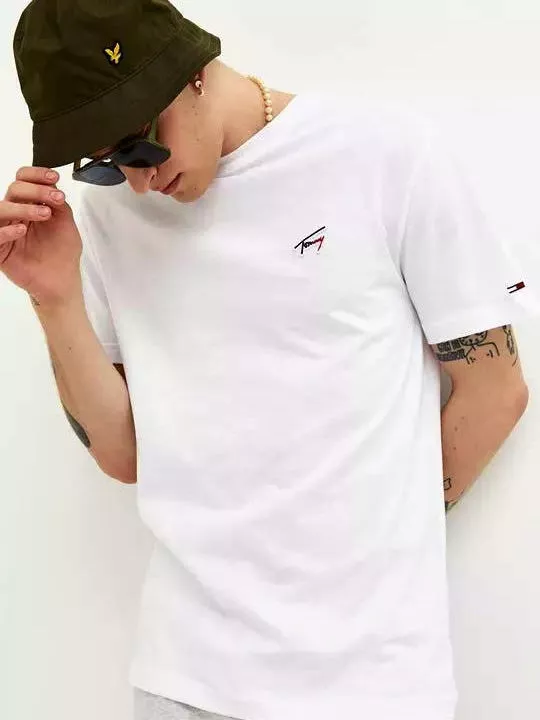 Tommy Hilfiger - Ανδρικό T-shirt Tjm Signature DM0DM16841-YBR Λευκό
