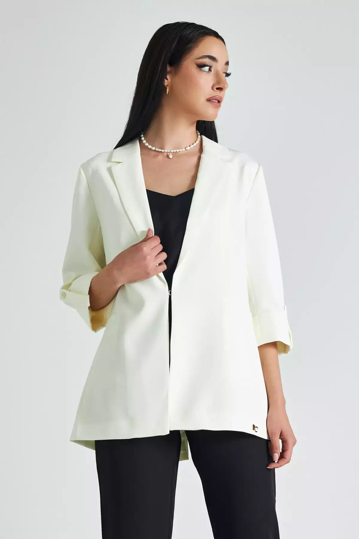 Cento - Blazer essentials σε ίσια γραμμή 1502902-100 Λευκό