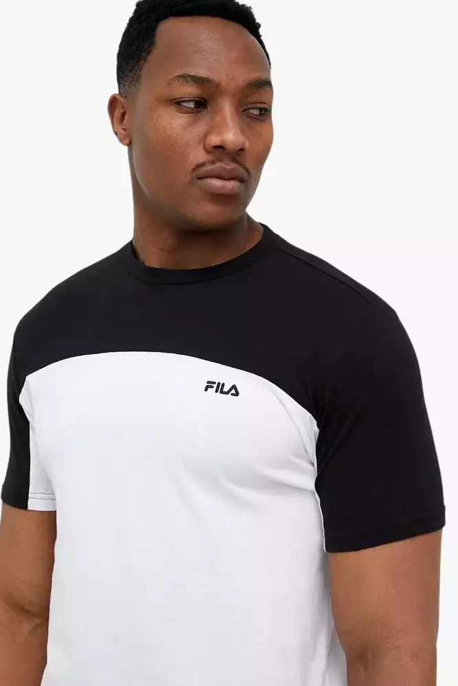 Fila - Ανδρικό T-shirt Blankenburg Blocked Tee FAM0325-13083 Λευκό/Μαύρο