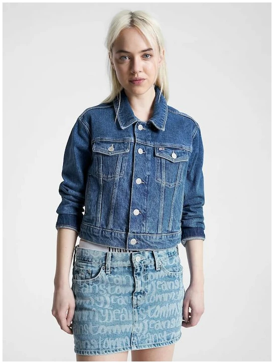 Tommy Hilfiger - Κοντό Γυναικείο Τζιν Μπουφάν DW0DW16055-1A5 Μπλε