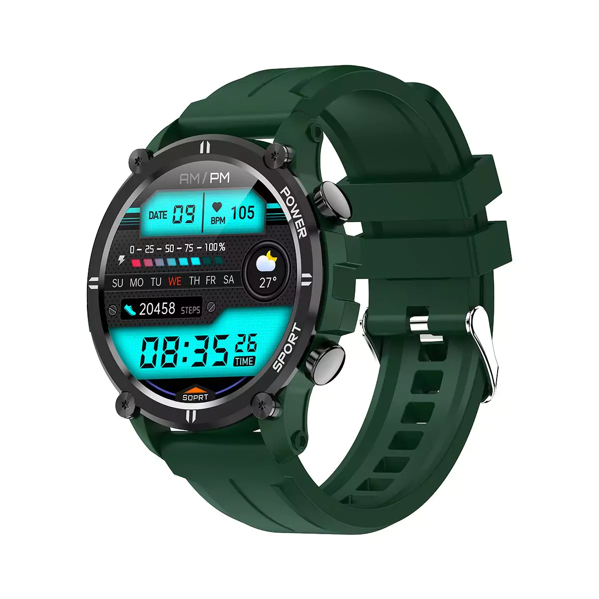 XO H32 46mm Smartwatch με Παλμογράφο (Πράσινο)