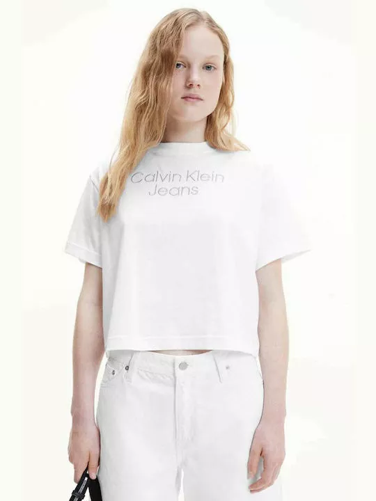 Calvin Klein - Γυναικείο Crop T-shirt J20J218260-YAF Λευκό
